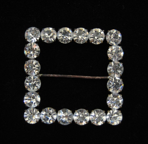 1940's Square Rhinestone Belt Buckle