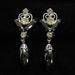 Vintage Rhinestone Earrings, Scroll Filigree, Dangling Hematite, Possible DE