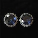 Blue Rhinestone Button Earrings, 1950's