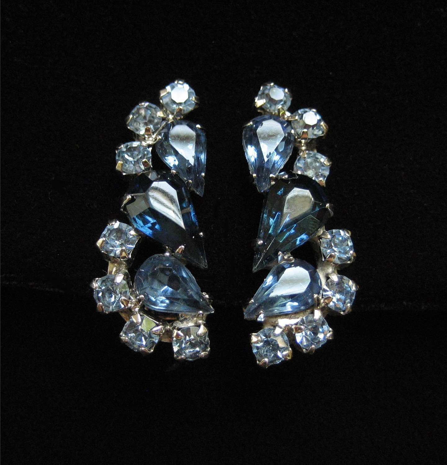 1950 S Blue Rhinestone Earrings By Elsewind On Etsy