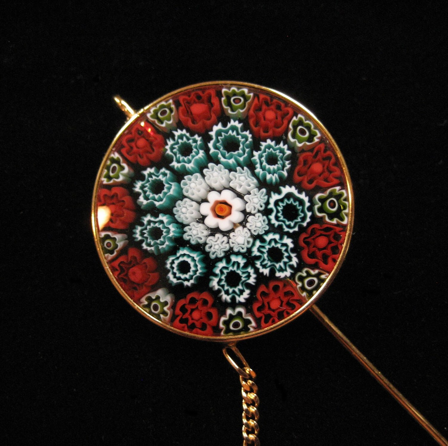 Sterling Millefiori Stick Pin by Antica Murrina Veneziana