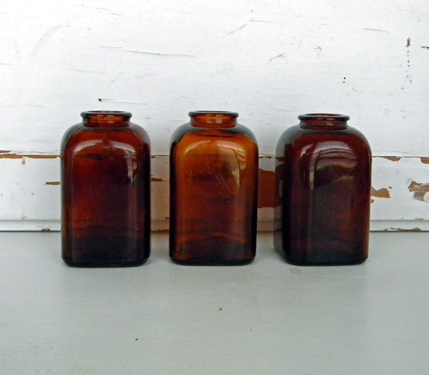3 amber glass VINTAGE snuff bottles