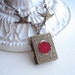 Book Locket Necklace, Vintage Style. Bird Necklace, Flower