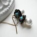 Dangle Pearl Earrings, Turquoise. Drop Earrings