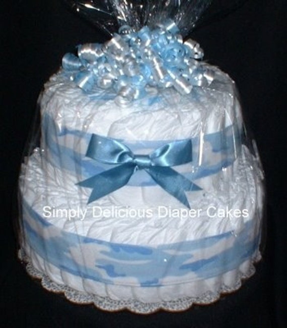 Items similar to Blue CAMO Diaper Cake Baby Shower ...