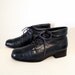 SALE Navy Blue Leather granny ankle boots pixie women 6.5M