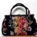 SALE Vintage 50s Needlepoint Handbag Carpet bag Tapestry Floral Large Purse by N/B