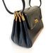I. MAGNIN & CO. Original ROSENFELDVintage 50s Navy Leather Shoulder Bag Purse Gold Hardware
