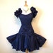 Vintage 1950's Prom dress Blue Taffeta Bow Formal Cocktail Dress, Vintage Designer Dress - S/M
