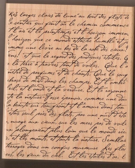 STAMPIN UP French Script LARGE Rubber Stamp NEW