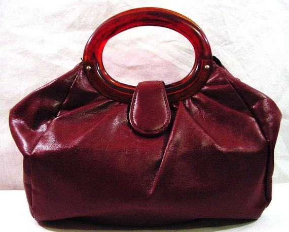 Vintage Handbags 60's Purse Nutmeg Brown Round Tortoise