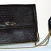 70s MOD Faux Snake Embossed Envelope Clutch with Gold Chain Strap
