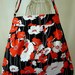 Pleated Tote, Hobo, Shoulder Bag Long Adjustable Strap Poppies Black Red White