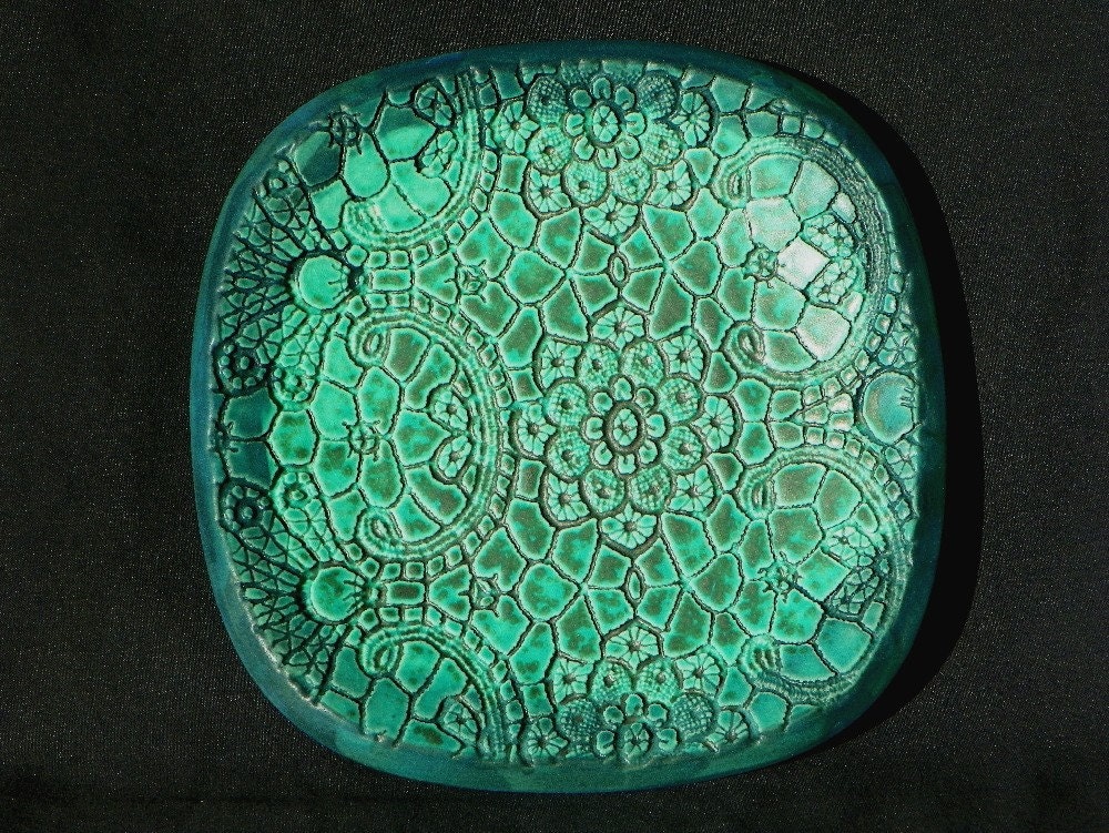Decorative turquoise pottery plate