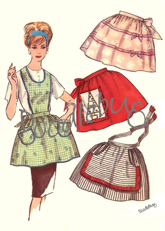 Items similar to Vintage 1956 Apron Pattern Picture Art ...