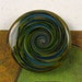 Green/Blue Lampwork Glass Button with Self Shank