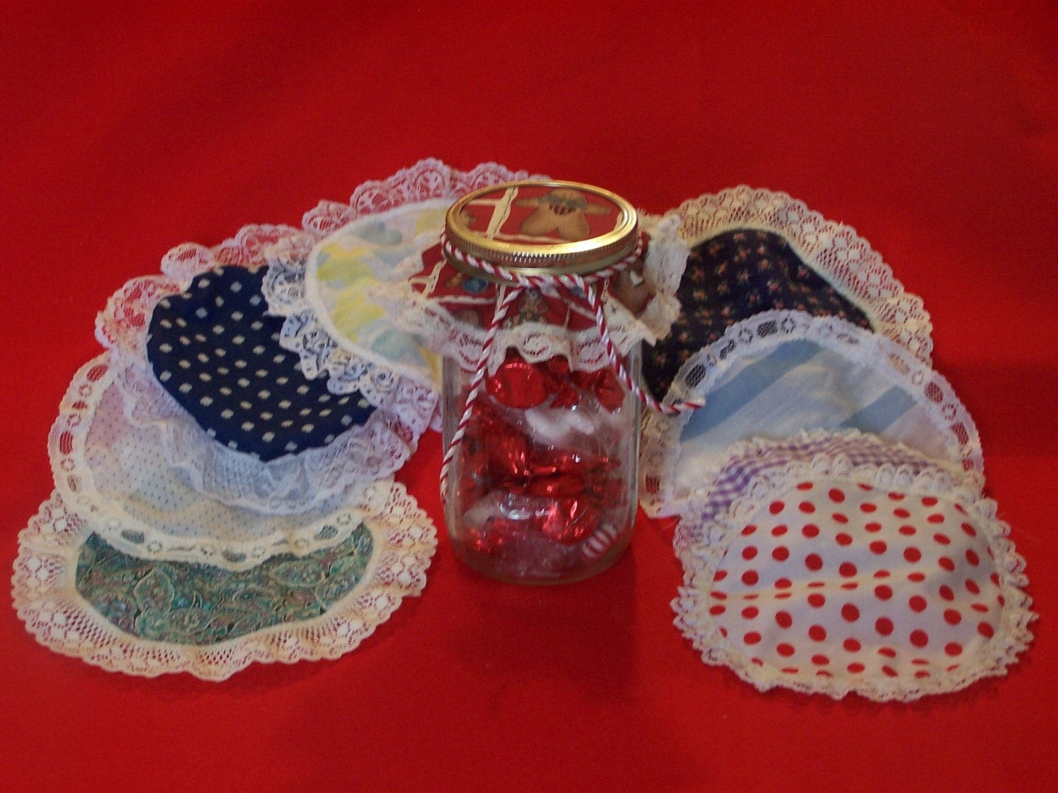 Decorative Canning Jar Lid Covers by grandmasemporium on Etsy