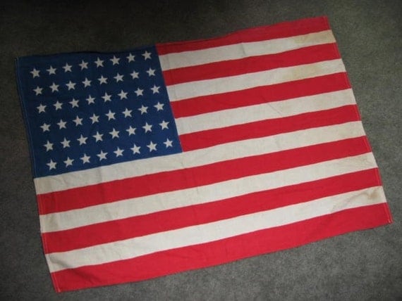 Vintage 1950's American Flag 48 Stars Red White Blue