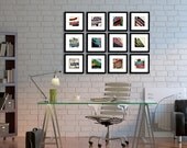 Chicago Photography - Retro Chicago Signs, Chicago Prints - Chicago Neon - Print Set, Vintage Neon, Etsy Wall Art, Home Decor