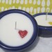 Cobalt Candle with Tiny Red Ceramic Heart - Soy Wax