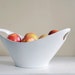 Mid Century Modern Ceramic White Bowl with Cutout Handles