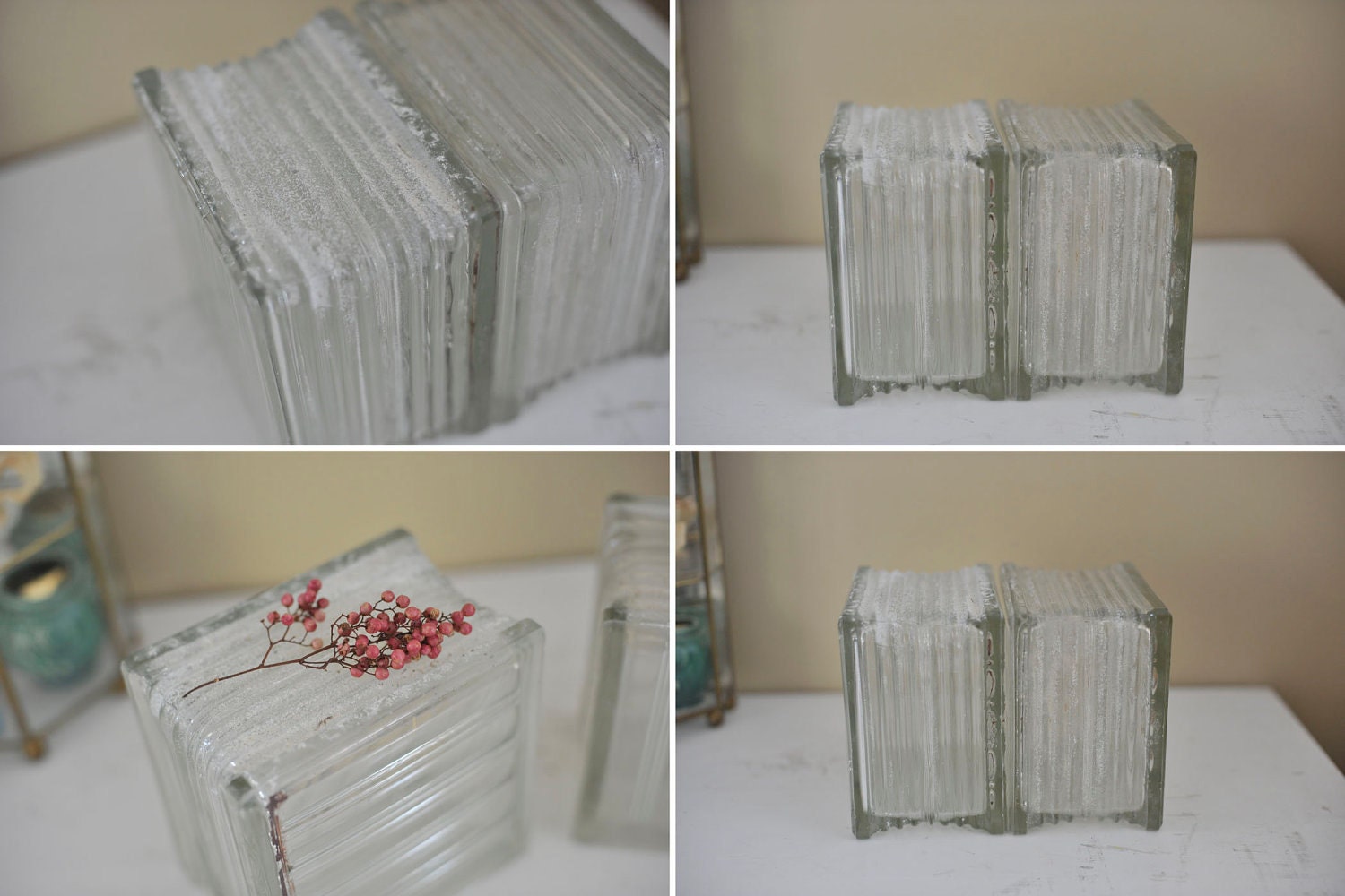 Two Vintage Glass Bricks // Blocks