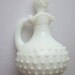 Vintage - Avon Elusive Foaming Bath Oil Empty Hobnail Milk Glass Decanter - 1970s