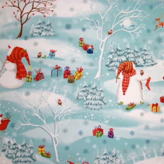 Michael Miller Retro Christmas Fabric Snowman's Land 2