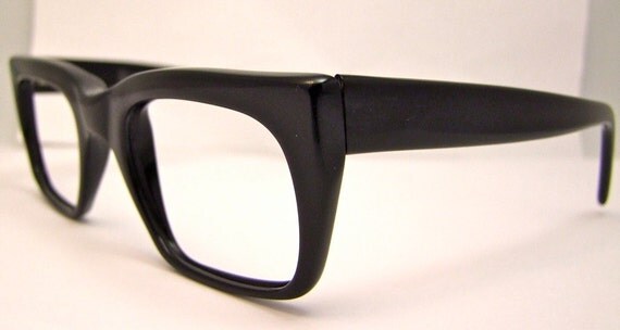 Nerdy 1950s Mens Eyeglasses Black Frames 