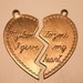 1 Brass Antique Broken Heart double Pendent both sides