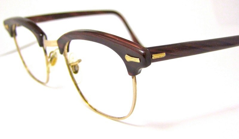 1950s Mens Eyeglasses s c brand gold filled Mahogany