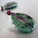 Red, Green Earrings, Large Stone, Ruby Zoisite, Garnet Gemstone, Bold Fashion, Hammered Sterling Silver - Ruby Leaf