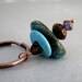 Key Chain, Turquoise Copper Key Fob, Zipper Pull, Unisex, Housewarming, Wedding Favor, Purse Charm, Handmade Fashion - Beached