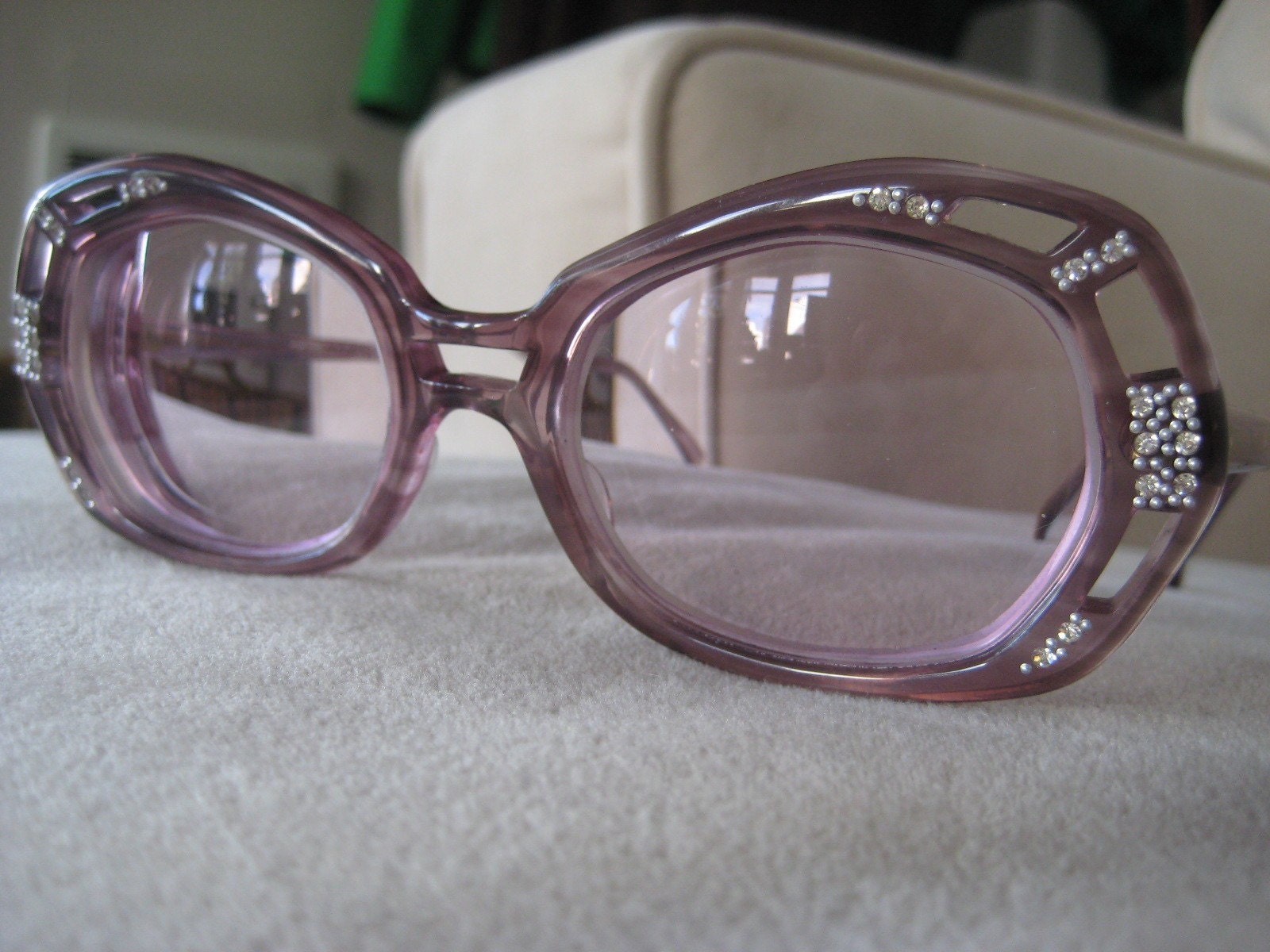 Unique eyeglasses or sunglasses frames light purple fade with