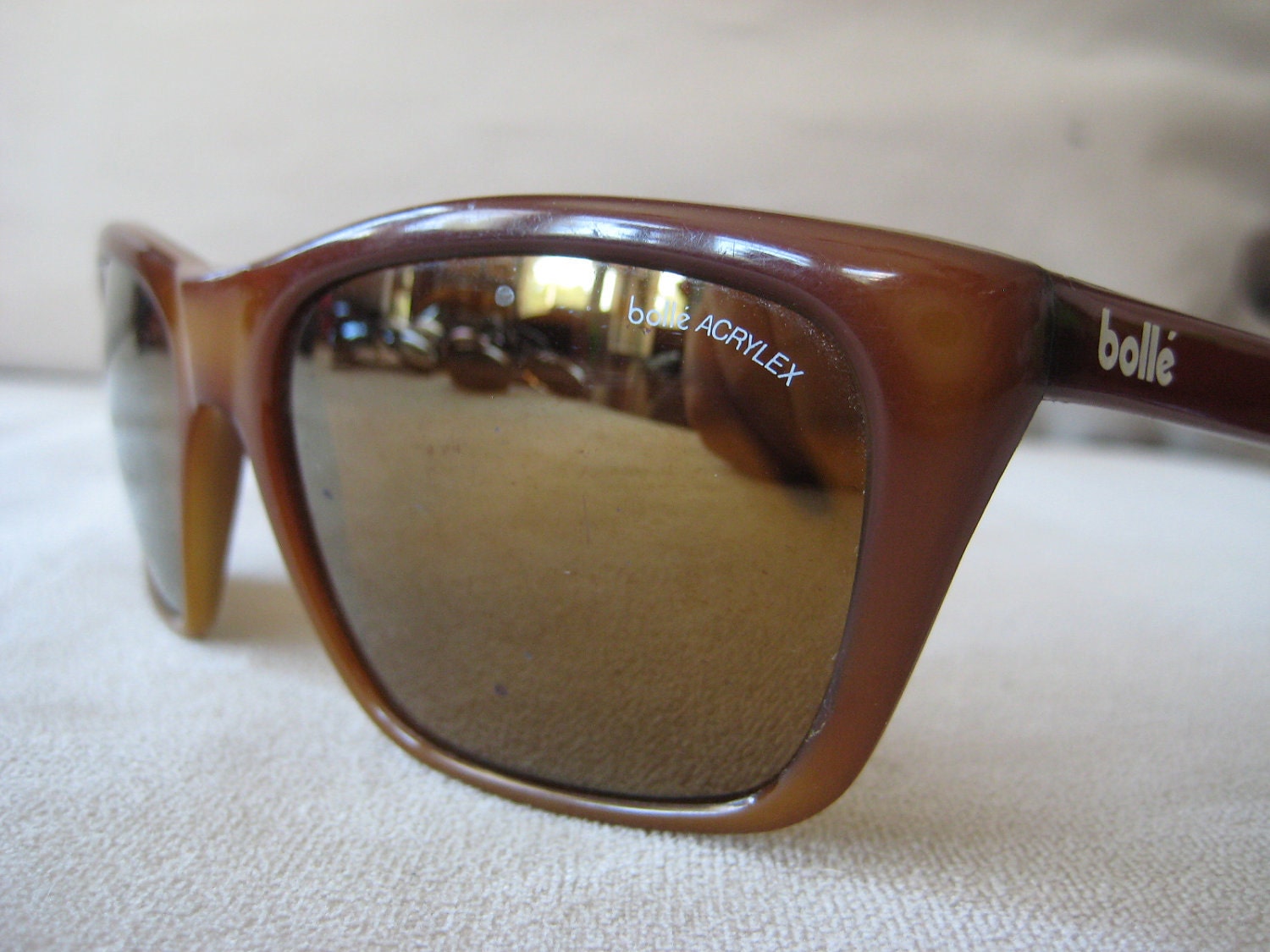 Bolle Acrylex Brown Cateye Wayfarer Style Sunglasses with gold