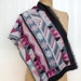 Vintage Graphic Purple Scarf - Lightweight Wool Scarf with Southwestern Design