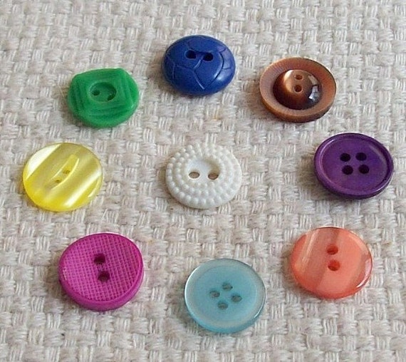 Items similar to Vintage Rainbow Button Assortment - Set of 9 - 9/16 on ...