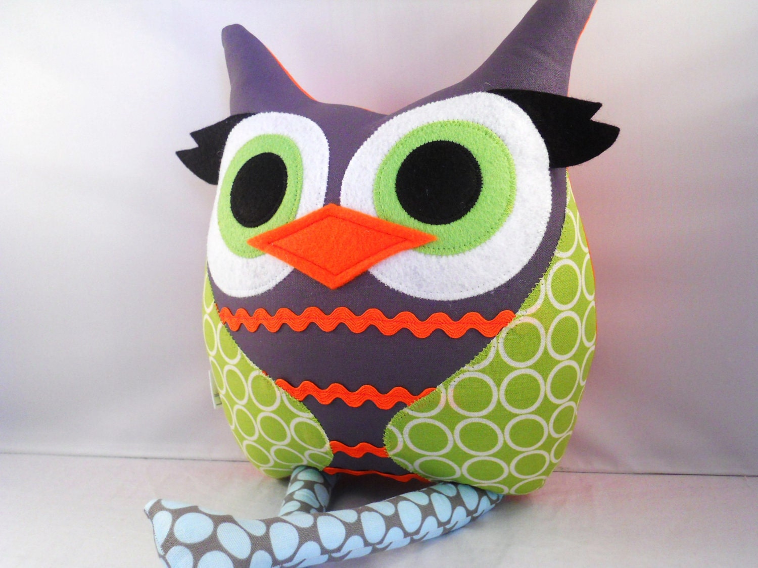 Handmade Owl Pillow Plush Stuffed Toy Christmas gift by karensagez