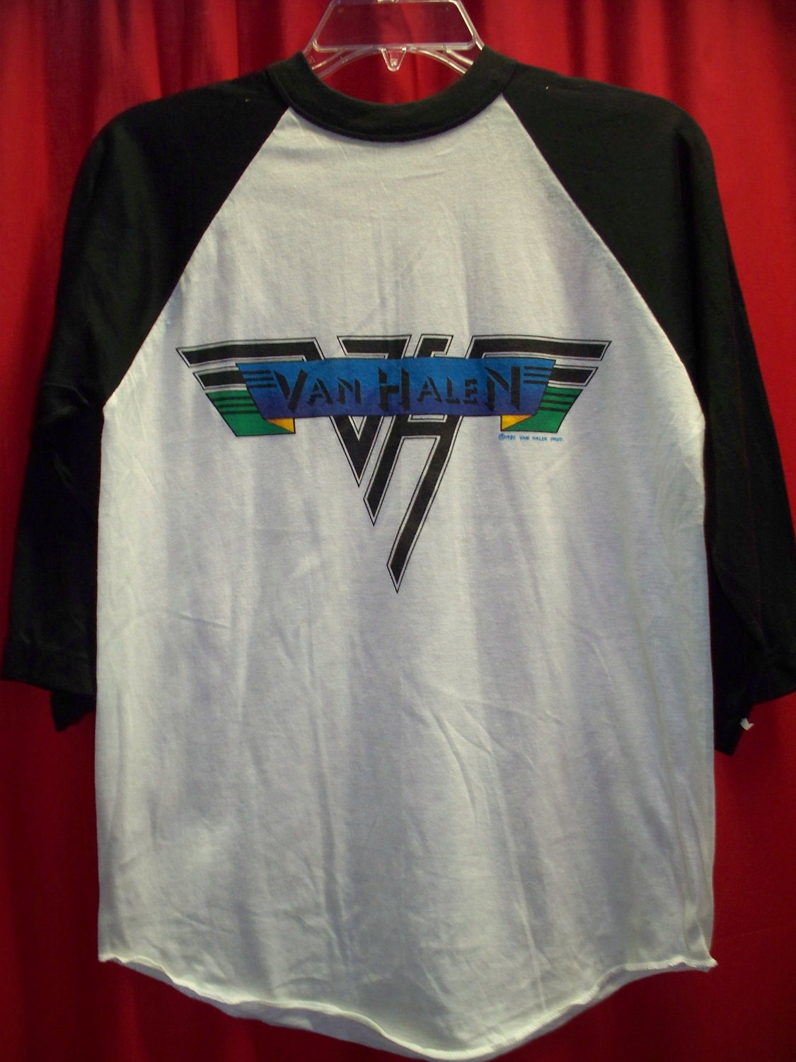 Vintage Van Halen Baseball 3/4 sleeve Raglan TShirt. 1980