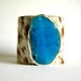 leather cuff bracelet - spotted hair on hide with neon turquoise agate - size 2