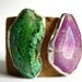 leather cuff bracelet -spotted hair on hide leather with stone duo size 1