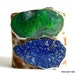 leather cuff bracelet - cinnamon and white spotted hair on hide cuff with agate and lapis - size 1