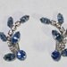 Blue and Clear Rhinestone Leaf Earrings (E-1-2)