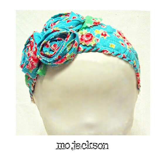quilted headband with handmade bouquet of flowers by mojackson