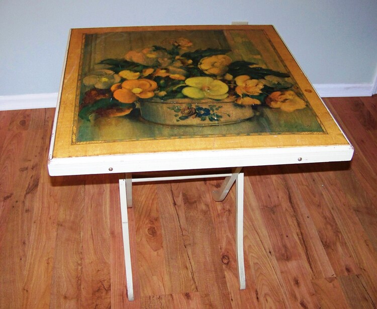 shabby vintage wooden folding card table with by intimespast