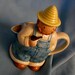 VINTAGE Farmer Creamer /Pitcher / Farmer with Blue Overhauls Straw Hat Pipe byOTAGIRI