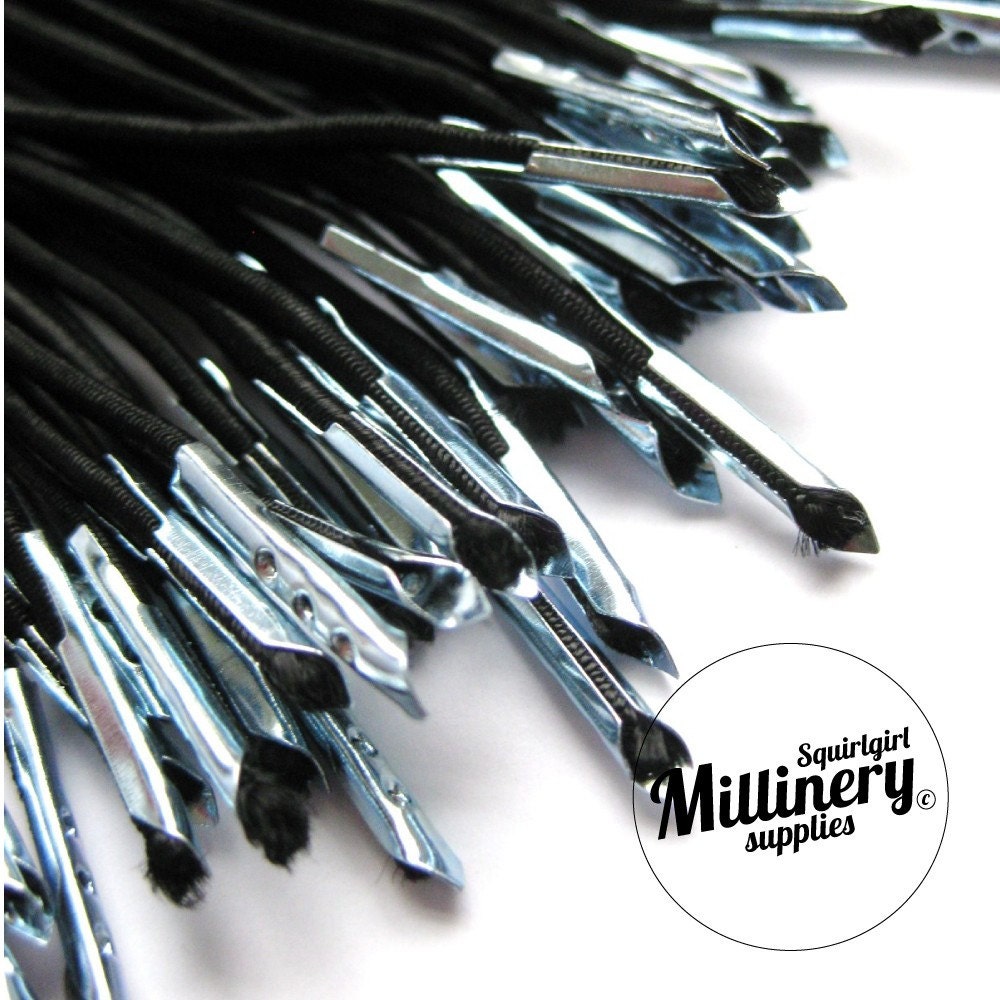 5 Black Elastic Hat Bands with Prongs for Fascinators