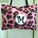 Door Hanger Pillow Pink Leopard Print Felt Personalized Initial Button Pin