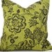 Olive Pillow Cover Floral Green Brown Decorative Cushion 18x18