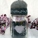 Jar Pincushion in Gray recycled wool with needle book and embroidery